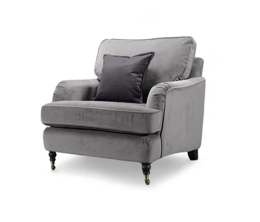 Marconi Grey Velvet Armchair