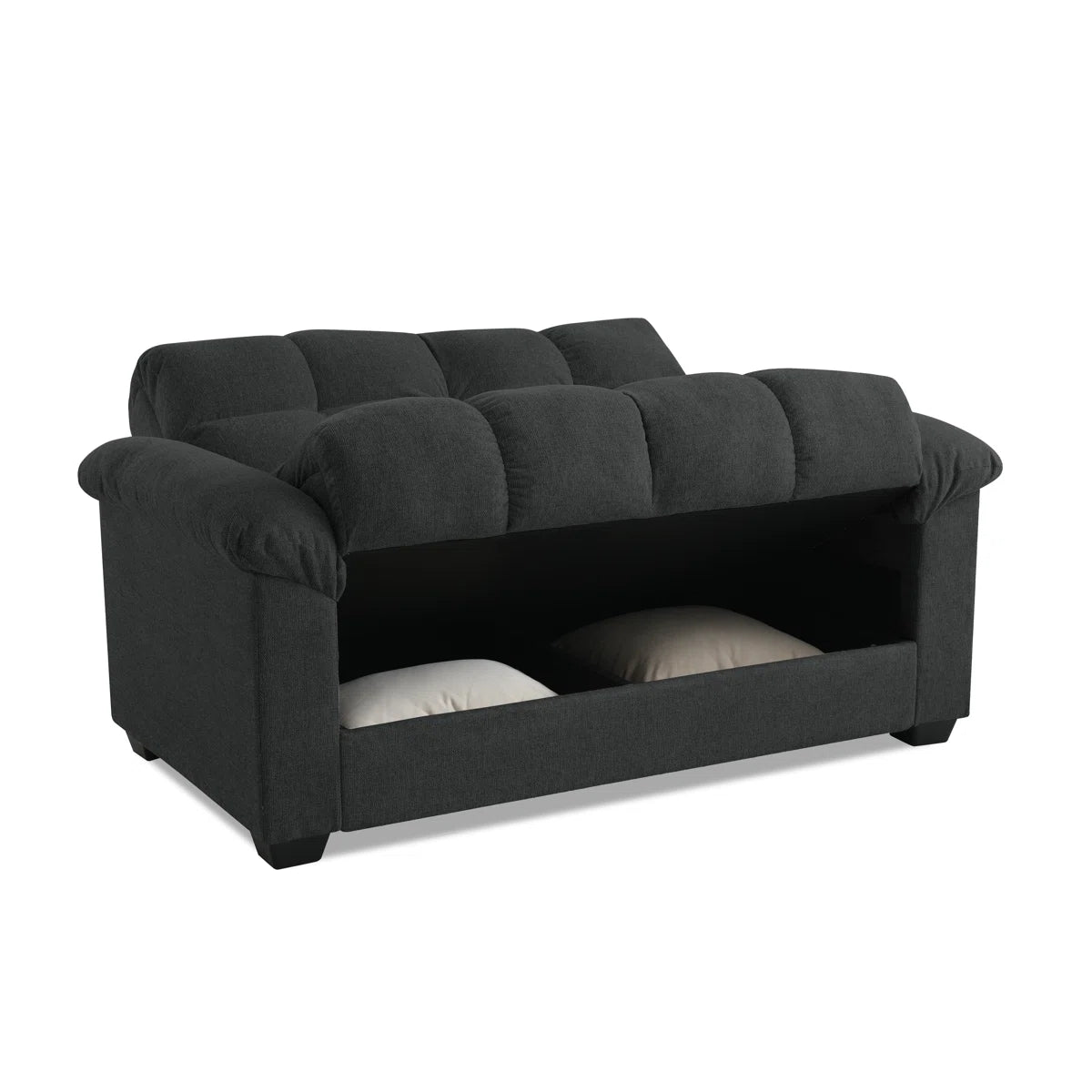 Maggie 2 Seat Dark Grey Chenille Storage Sofa Bed