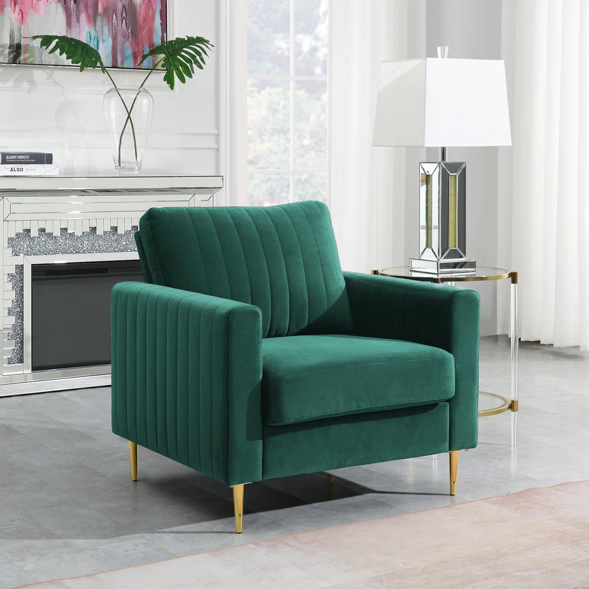 Marian Green Velvet Armchair