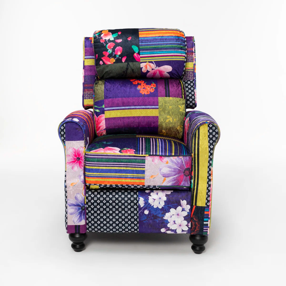 Mary Purple Crushed Velvet Patchwork Manual Recliner