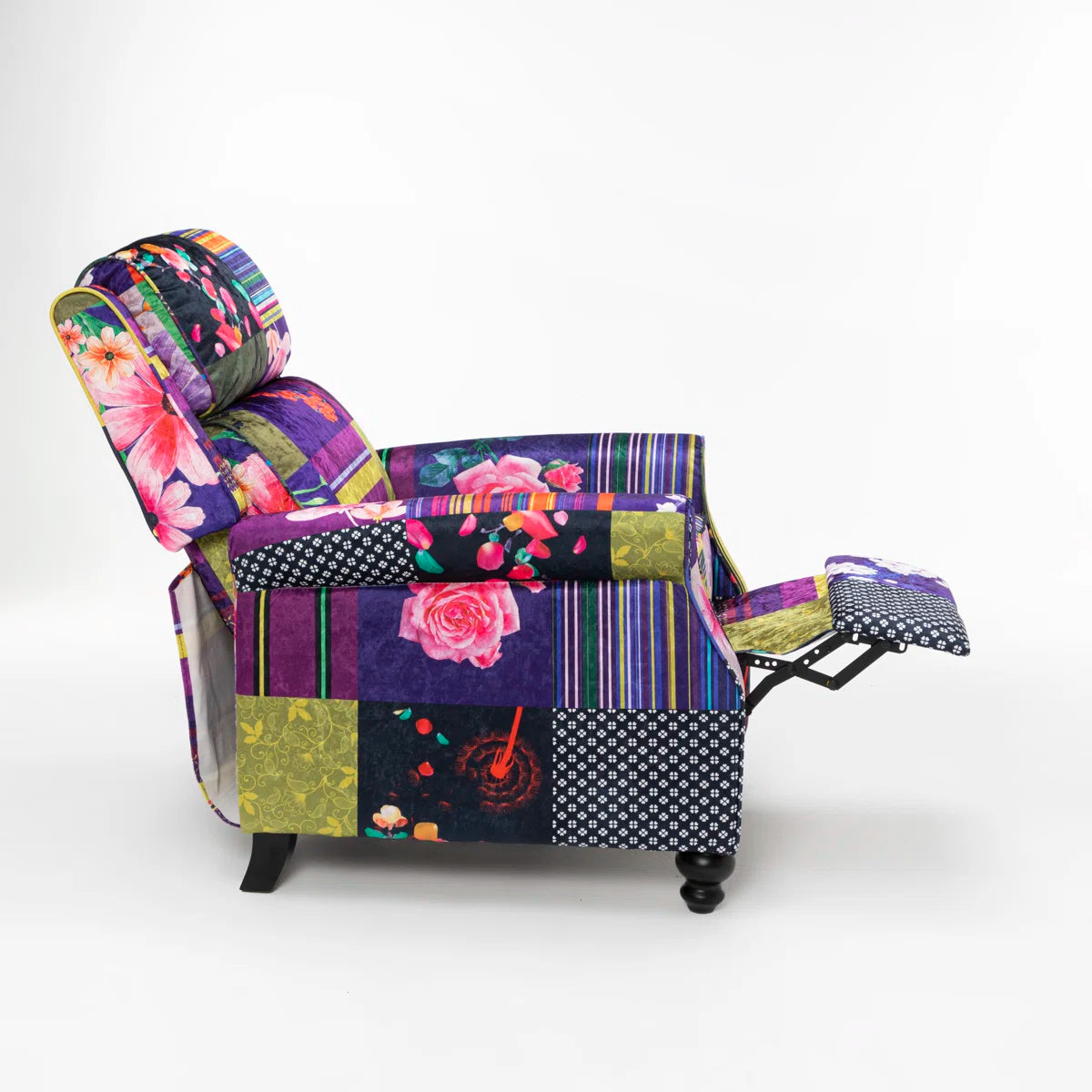 Mary Purple Crushed Velvet Patchwork Manual Recliner