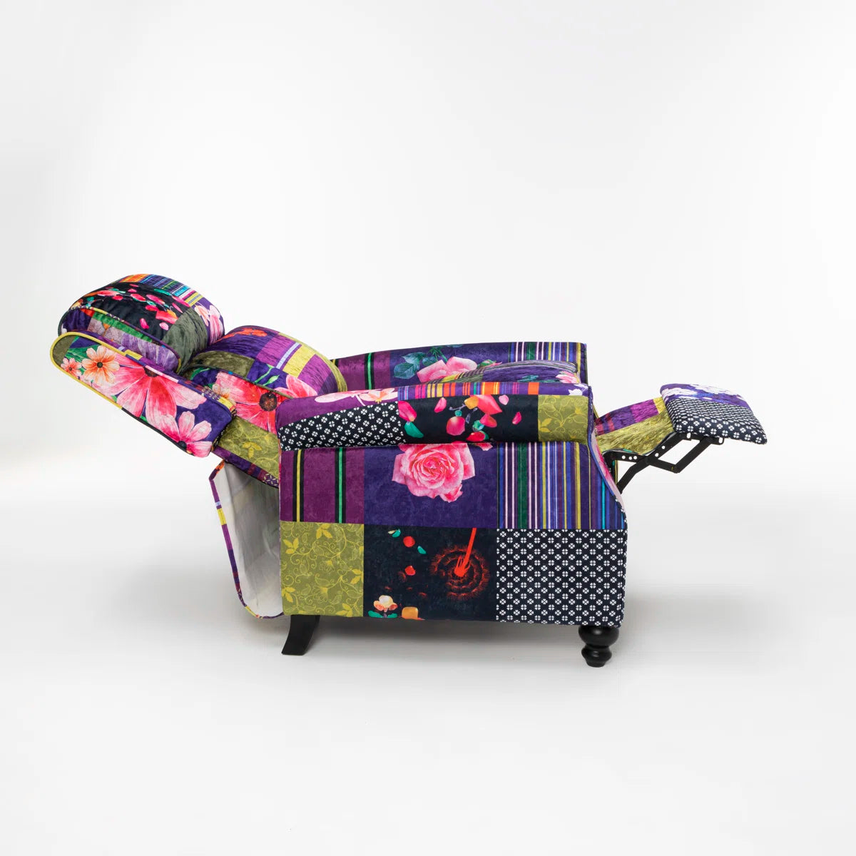 Mary Purple Crushed Velvet Patchwork Manual Recliner