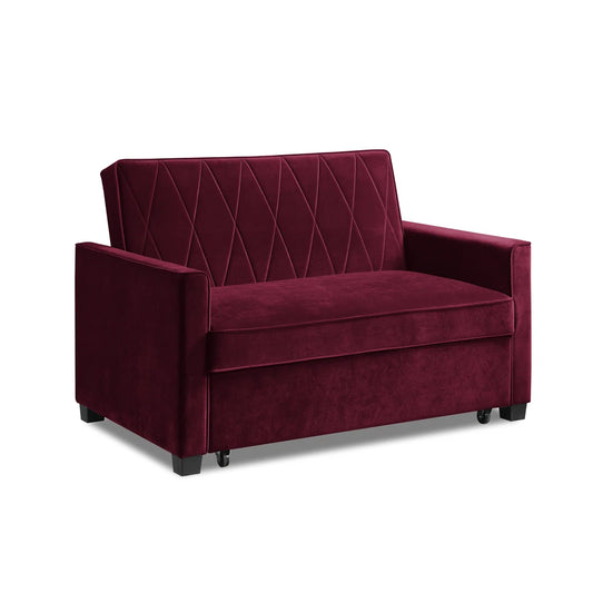 Matthew 2 Seat Wine Velvet Sofa Bed