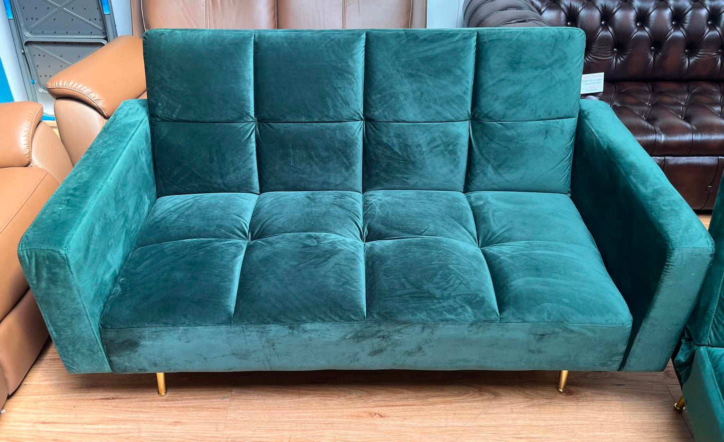 Mercia 2 Seat Green Velvet Clic Clac Sofa Bed