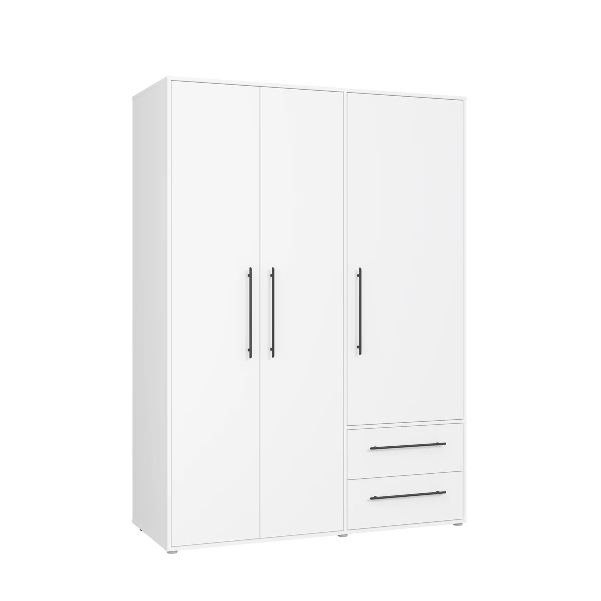 Mila 3 Door 2 Drawer White Wardrobe
