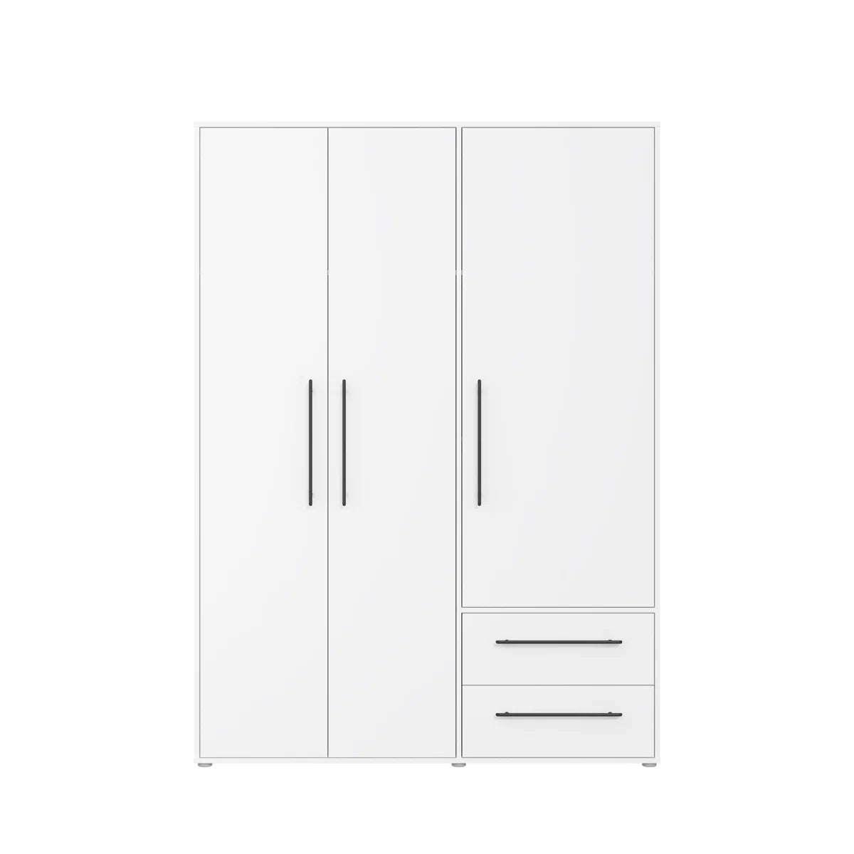 Mila 3 Door 2 Drawer White Wardrobe