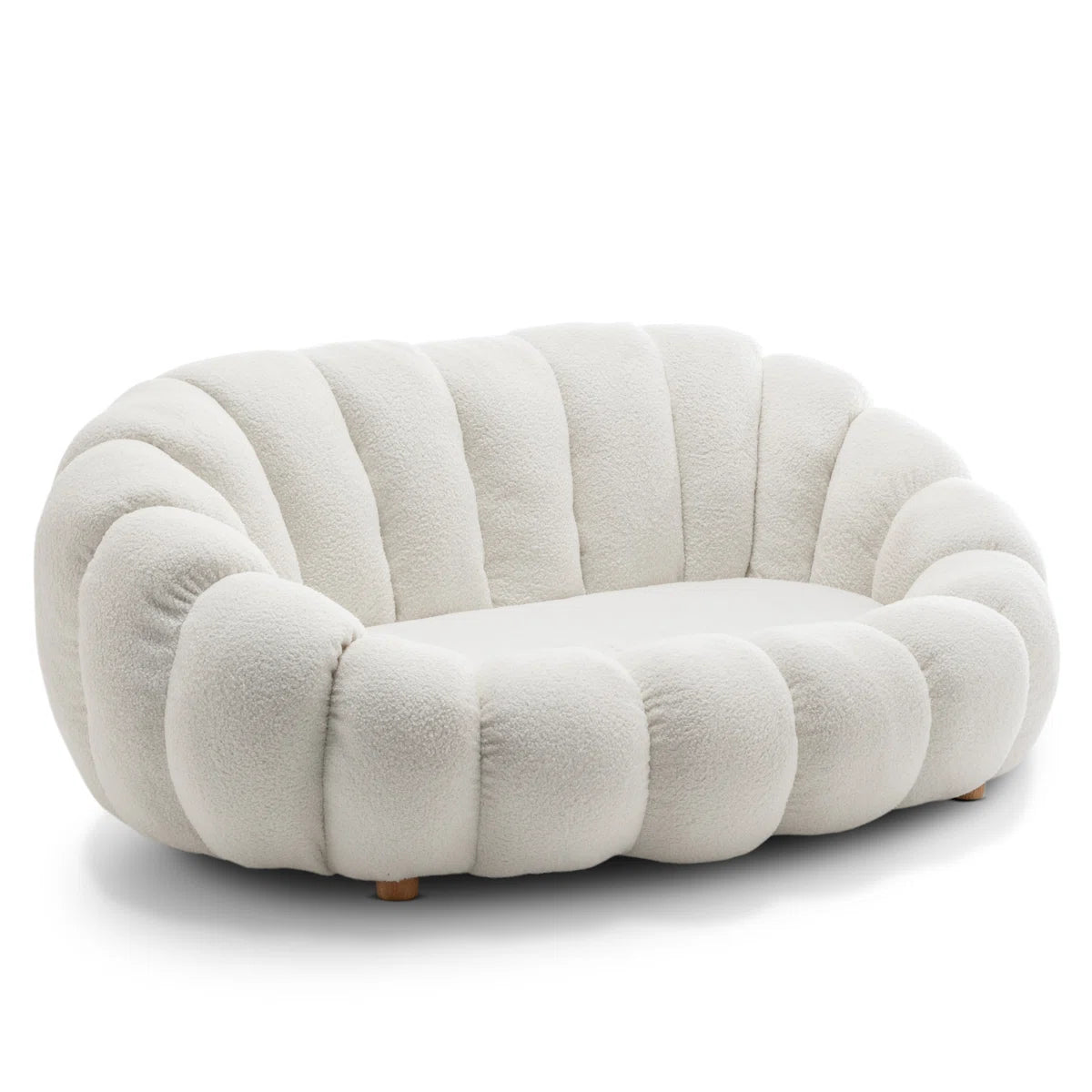 Martel 2 Seat White Teddy Boucle Low Sofa