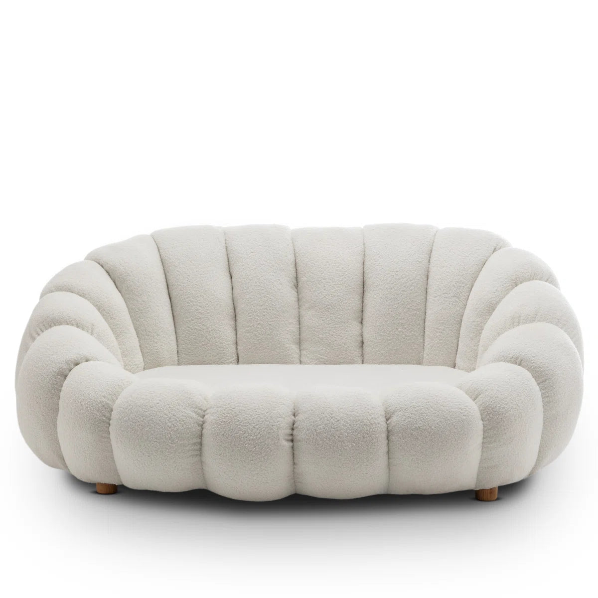 Martel 2 Seat White Teddy Boucle Low Sofa