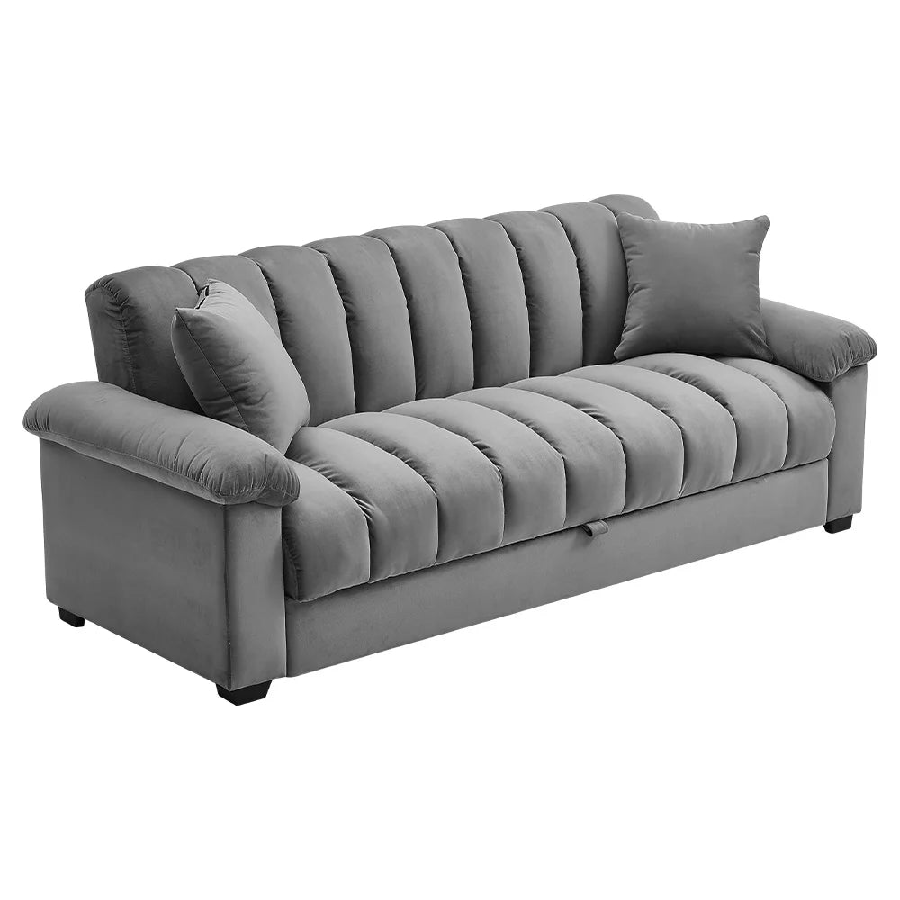 Mitzel 3 Seat Grey Velvet Clic Clac Storage Sofa Bed