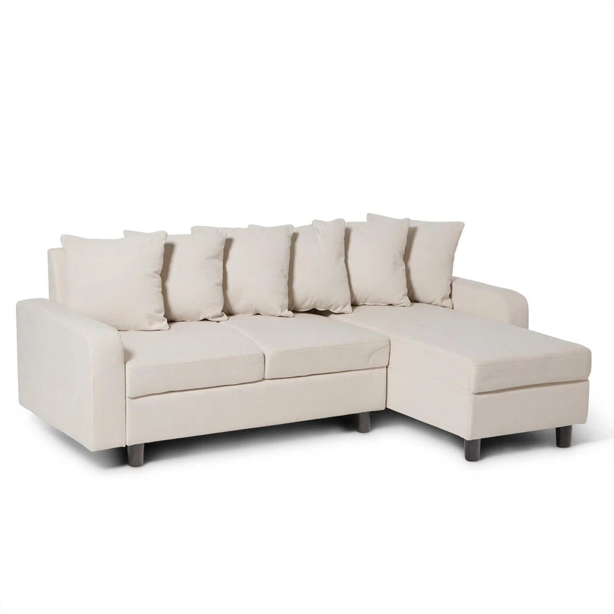 Mistique 4 Seat Beige Upholstered Sofa with Reversible Chaise