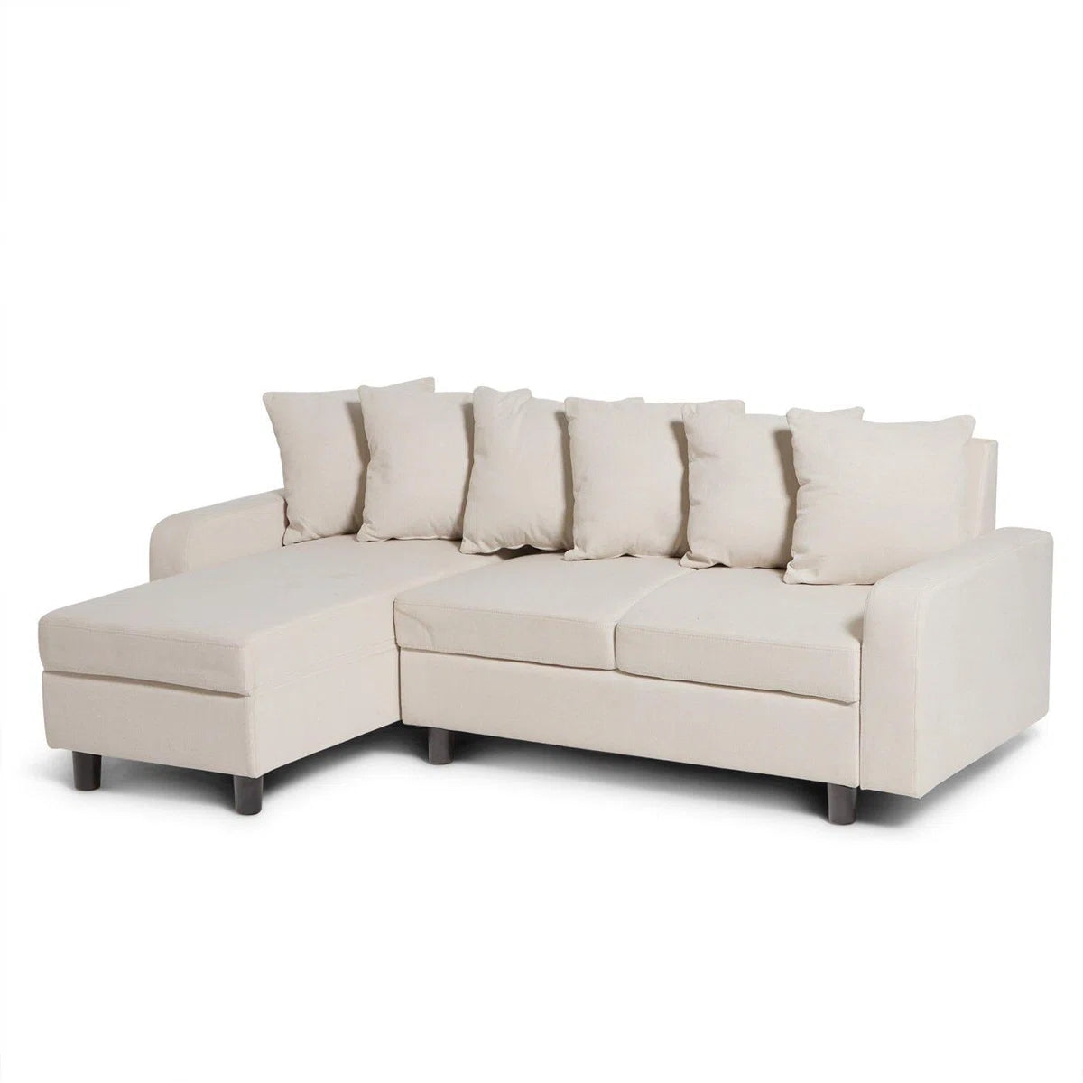 Mistique 4 Seat Beige Upholstered Sofa with Reversible Chaise