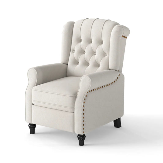 Dahlia Ivory Suede Manual Recliner