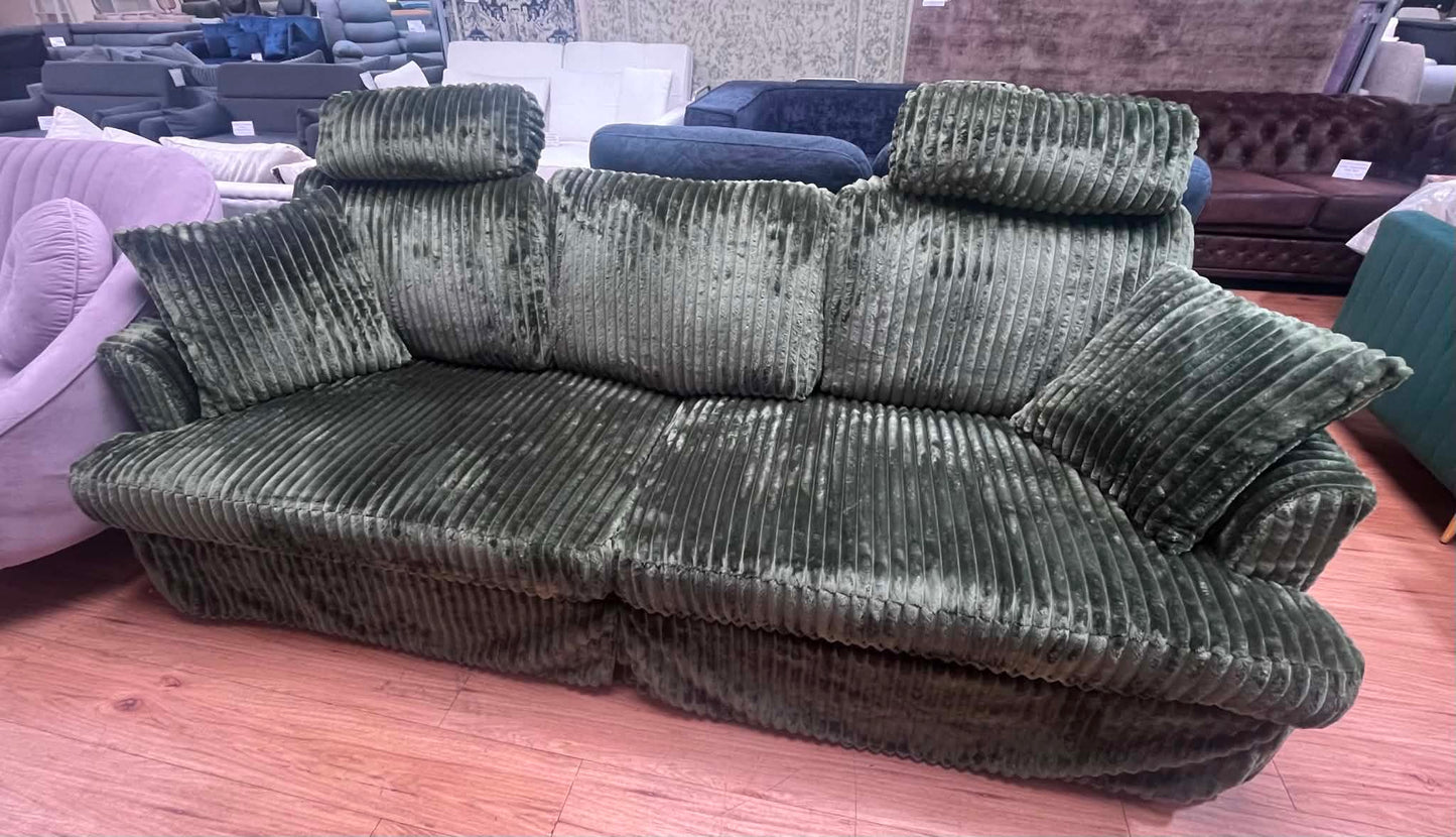 Moderna 3 Seat Green Jumbo Cord Sofa