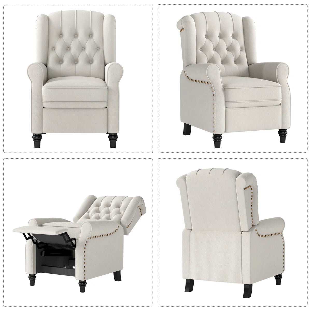 Dahlia Ivory Suede Manual Recliner