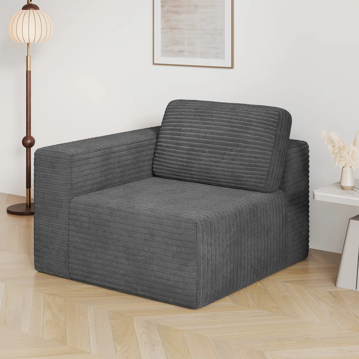 Idaho Grey Jumbo Cord Corner Chair