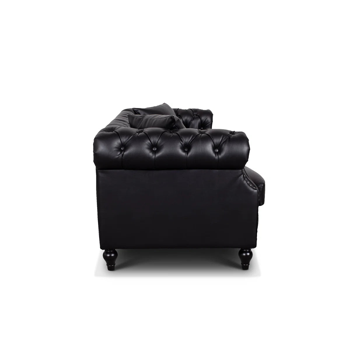 Magda 3 Seat Black Faux Leather Chesterfield Sofa