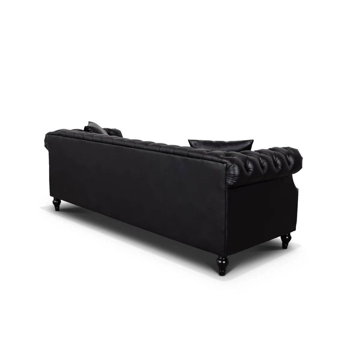 Magda 3 Seat Black Faux Leather Chesterfield Sofa
