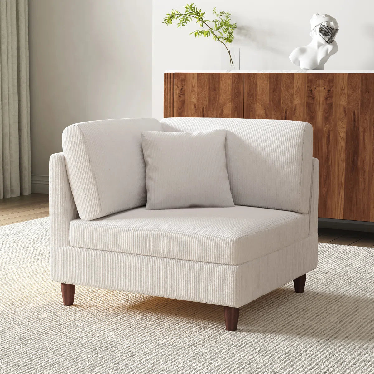 Mordacai Cream Jumbo Cord Corner Armchair