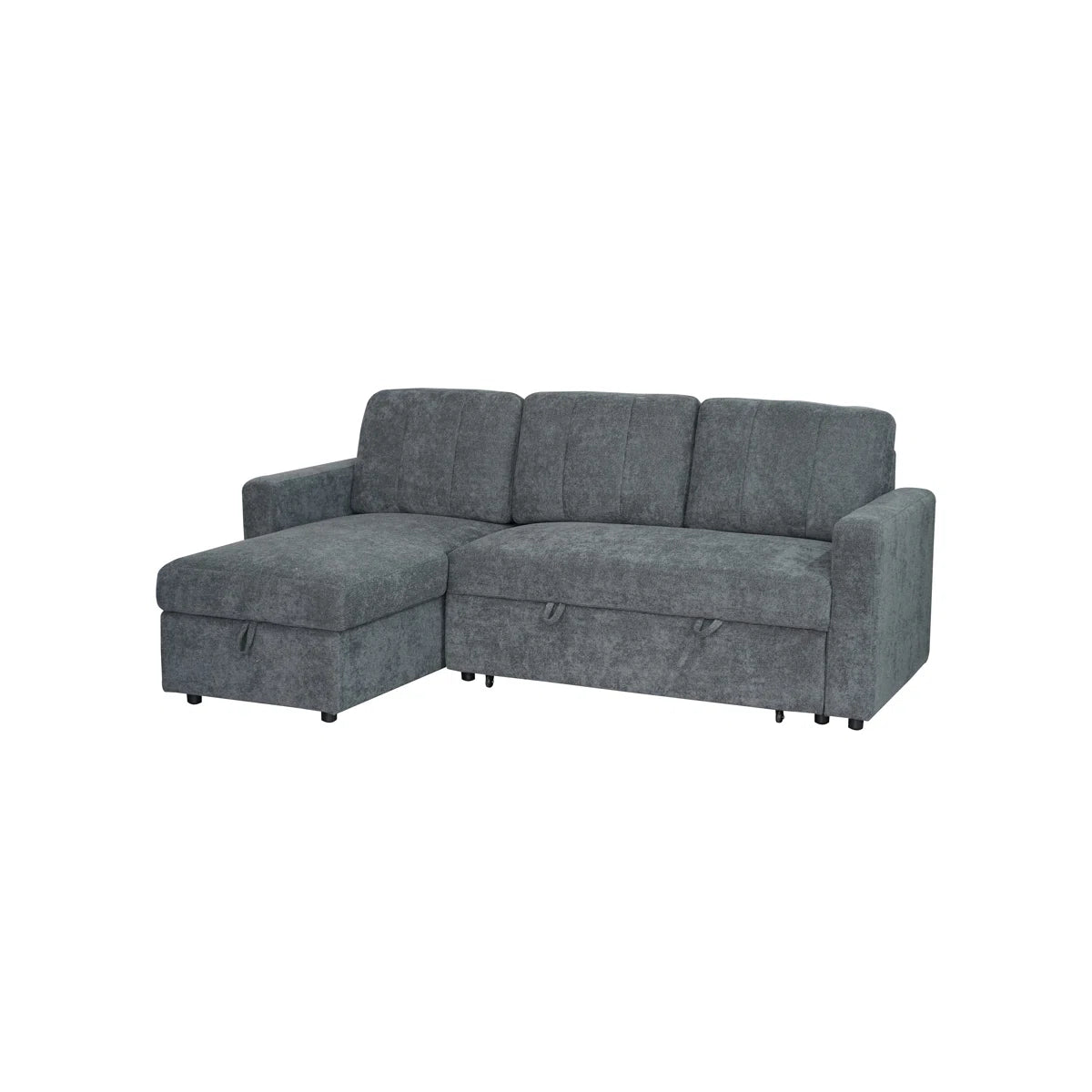 Marvel 3 Seat Grey Chenille Sofa Bed with Left Storage Chaise