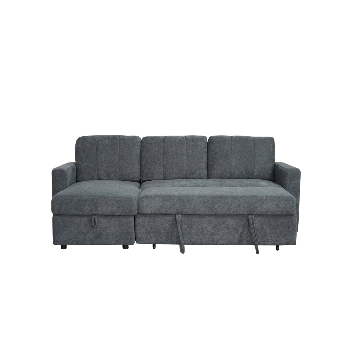 Marvel 3 Seat Grey Chenille Sofa Bed with Left Storage Chaise