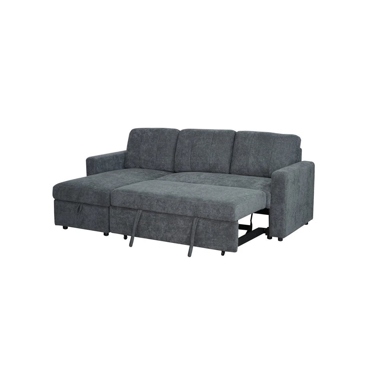 Marvel 3 Seat Grey Chenille Sofa Bed with Left Storage Chaise