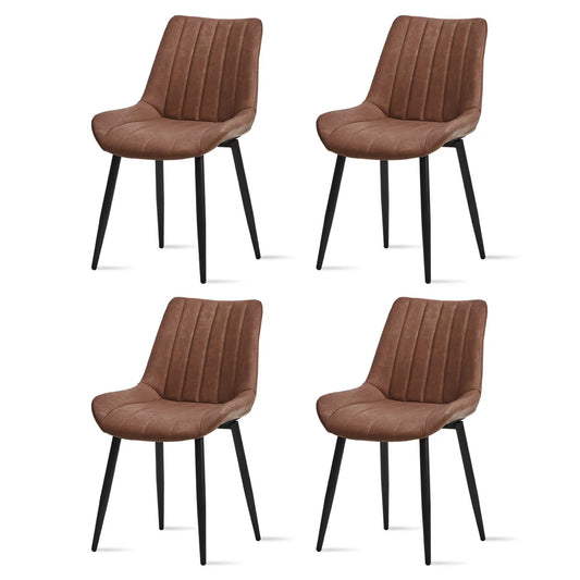 Mungo Set of 4 Brown Faux Leather Dining Chairs