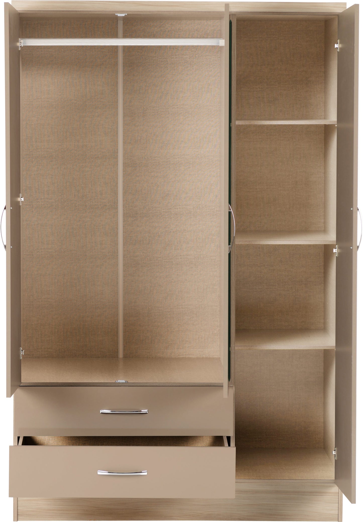 NVD 3 Door 2 Drawer Mirrored Wardrobe