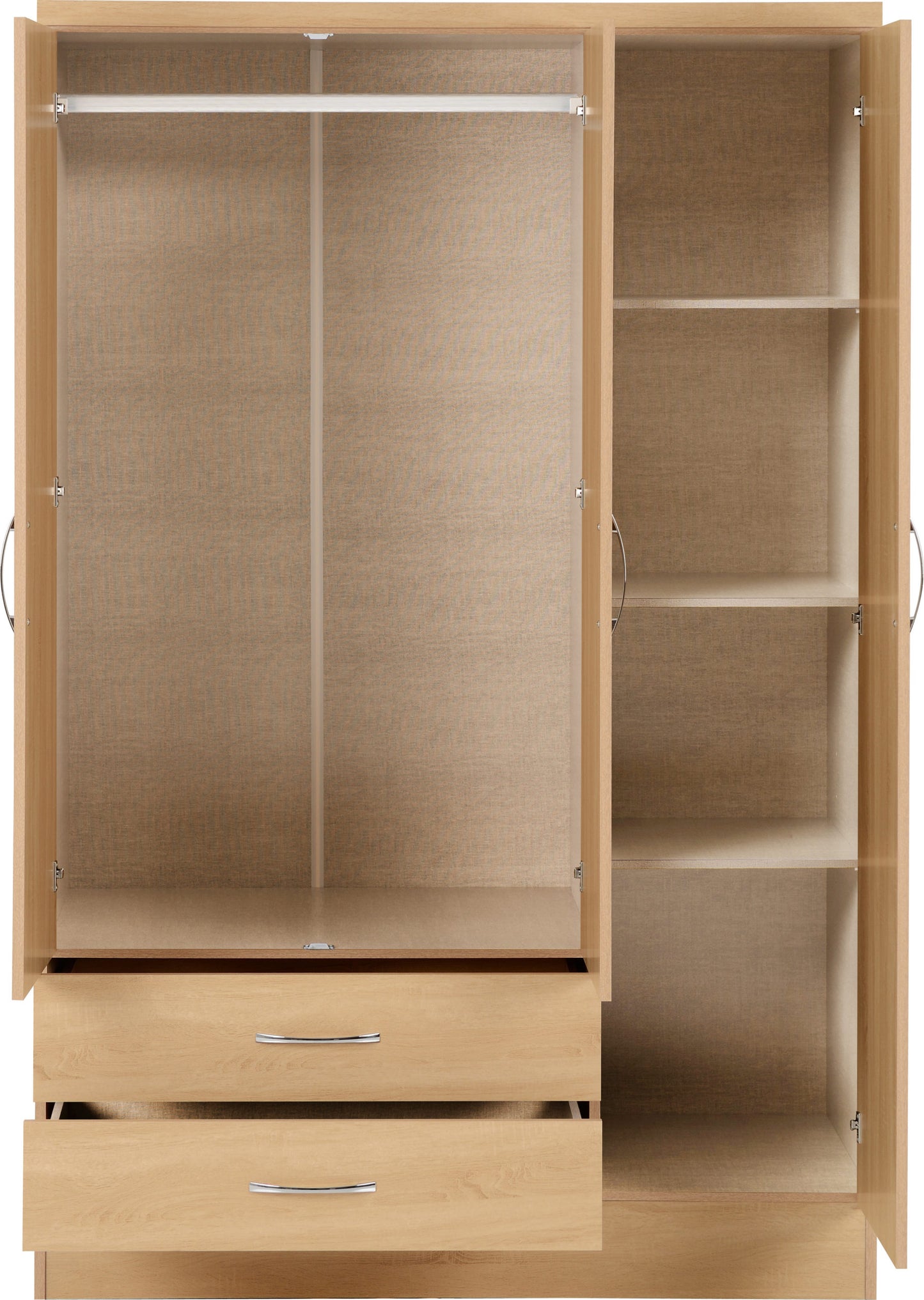 NVD 3 Door 2 Drawer Mirrored Wardrobe