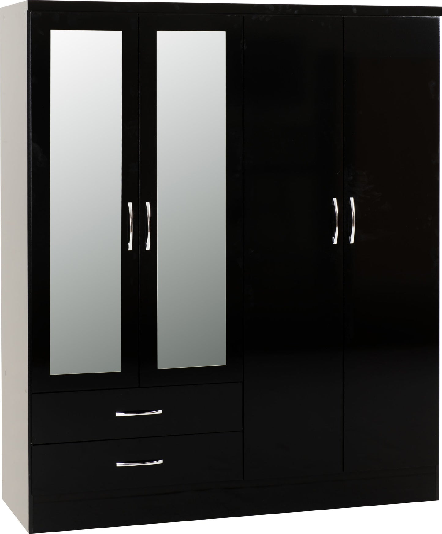 NVD 4 Door 2 Drawer Mirrored Wardrobe
