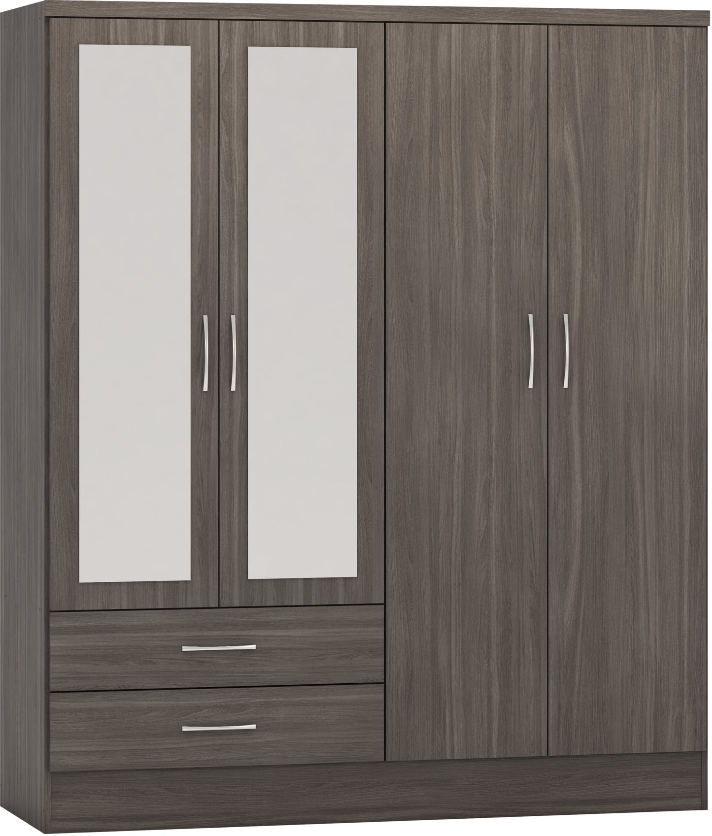 NVD 4 Door 2 Drawer Mirrored Wardrobe