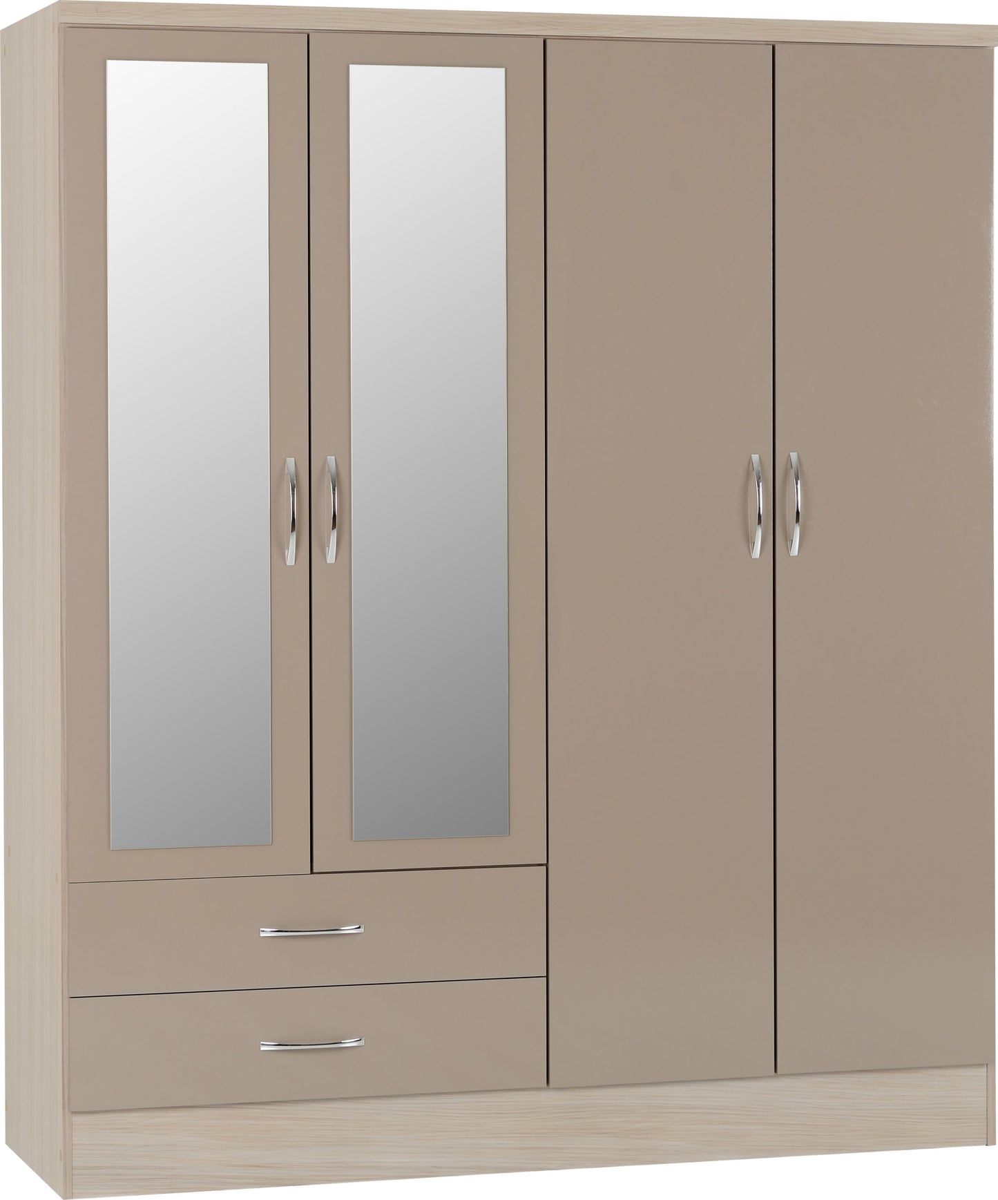 NVD 4 Door 2 Drawer Mirrored Wardrobe