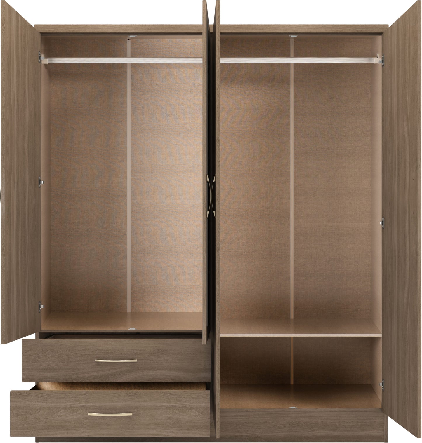 NVD 4 Door 2 Drawer Mirrored Wardrobe