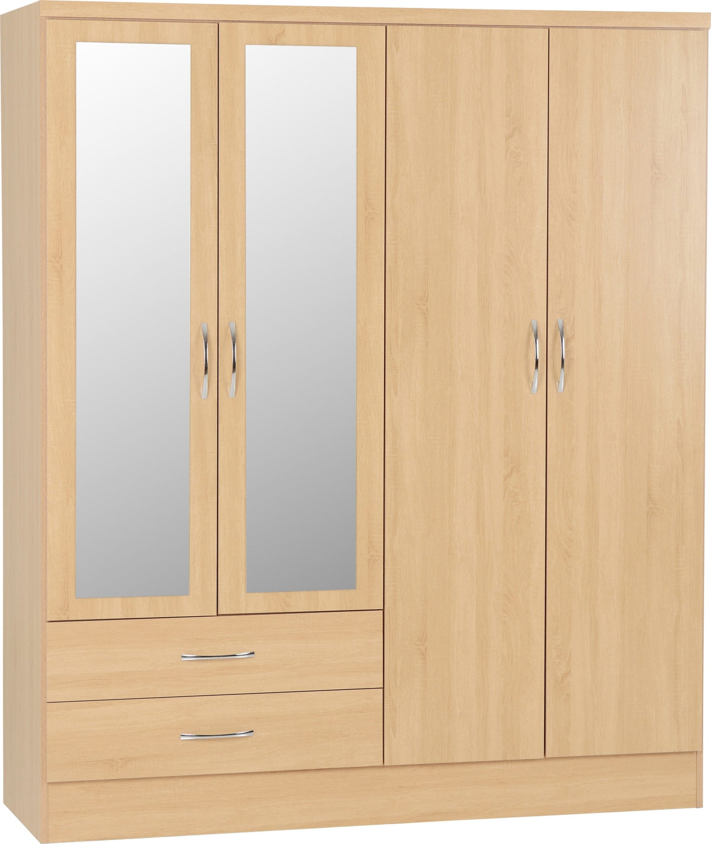 NVD 4 Door 2 Drawer Mirrored Wardrobe