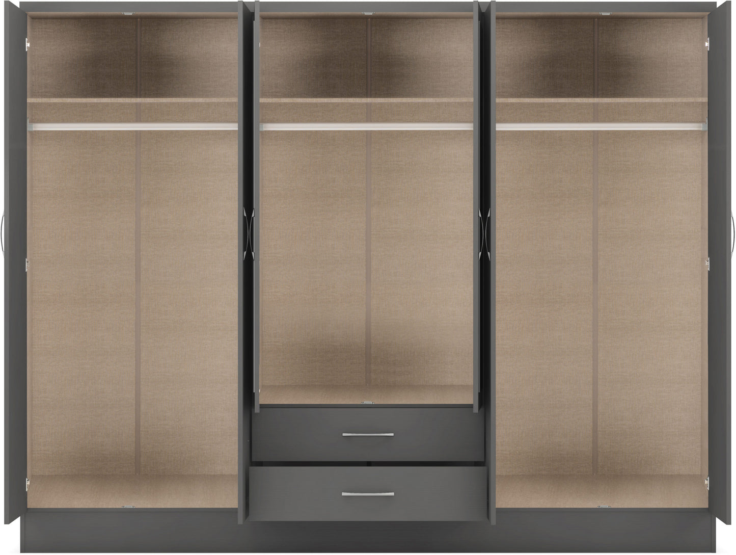NVD 6 Door 2 Drawer Mirrored Wardrobe