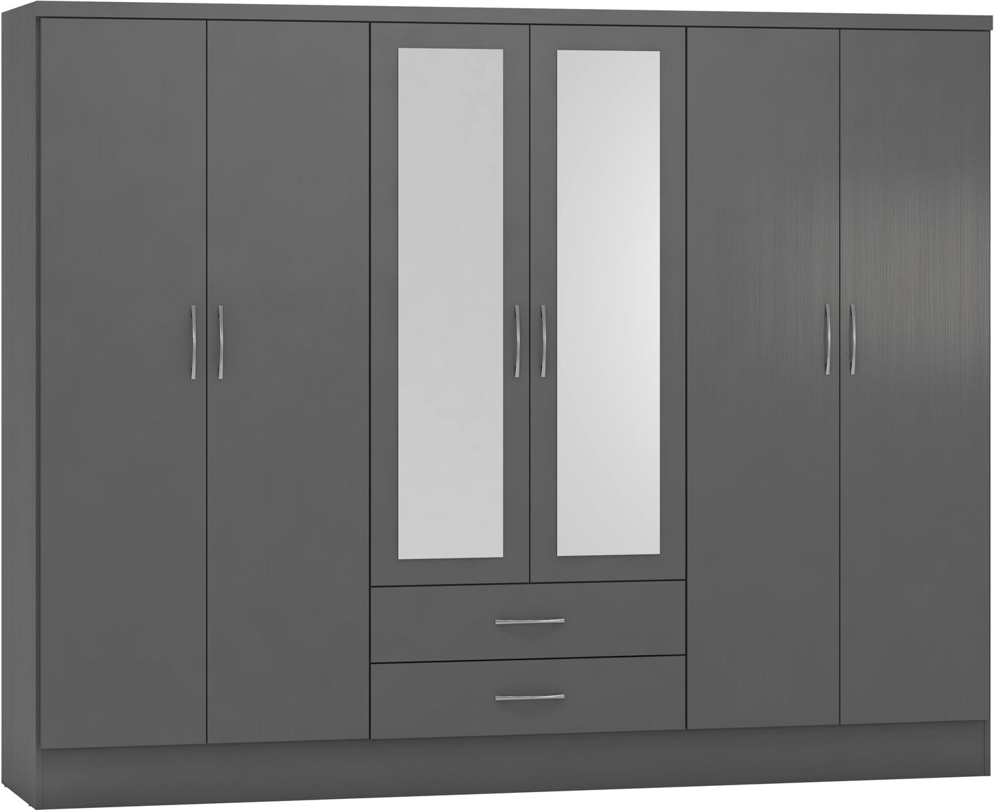 NVD 6 Door 2 Drawer Mirrored Wardrobe
