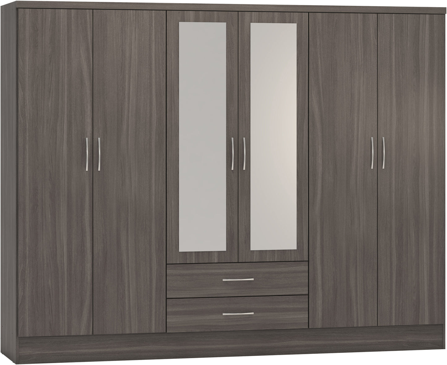 NVD 6 Door 2 Drawer Mirrored Wardrobe