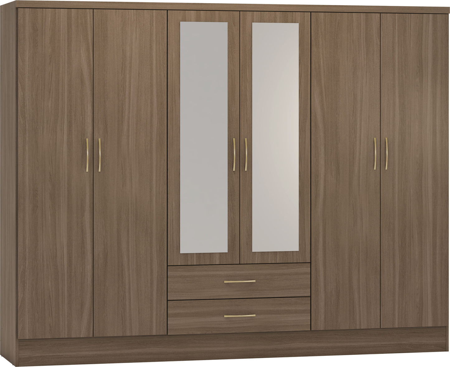 NVD 6 Door 2 Drawer Mirrored Wardrobe