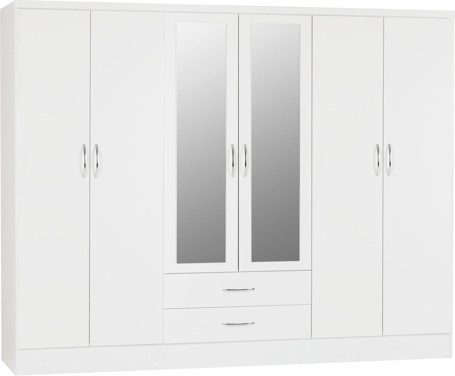 NVD 6 Door 2 Drawer Mirrored Wardrobe