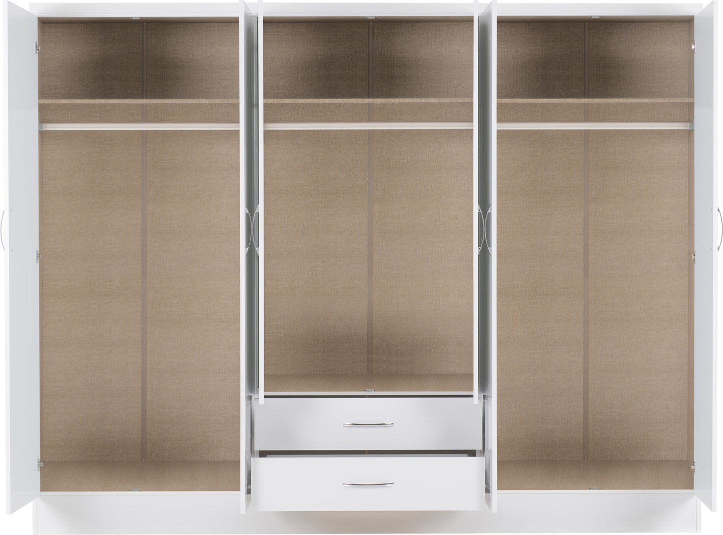 NVD 6 Door 2 Drawer Mirrored Wardrobe