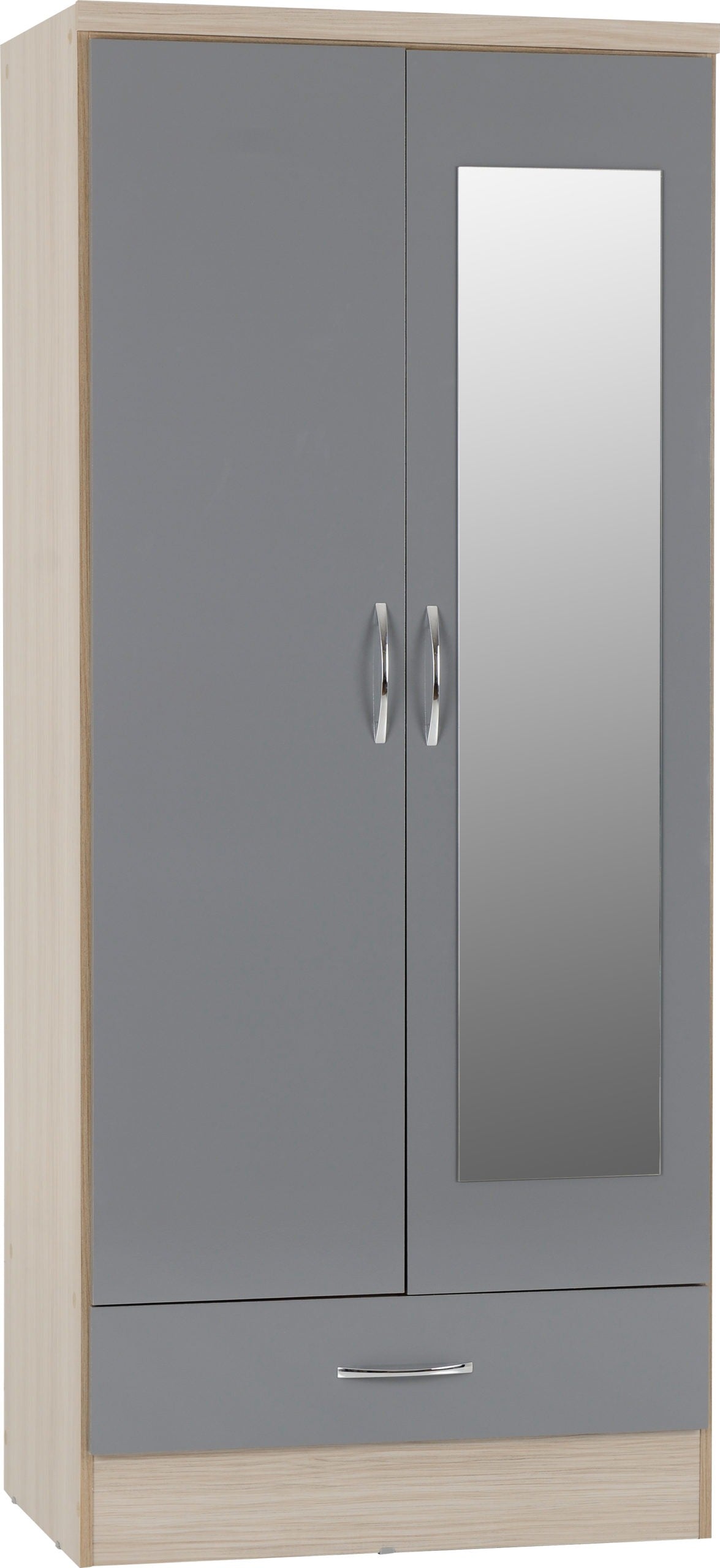 NVD Mirrored 2 Door 1 Drawer Wardrobe