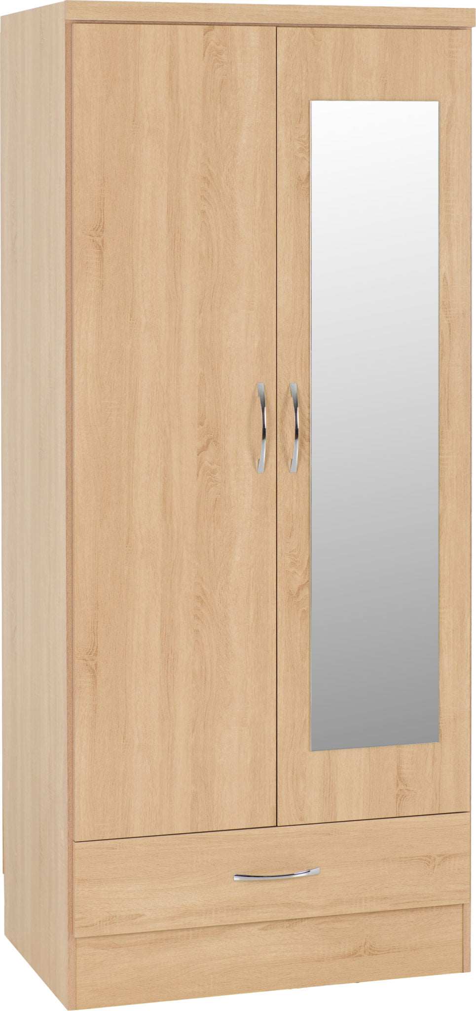 NVD Mirrored 2 Door 1 Drawer Wardrobe