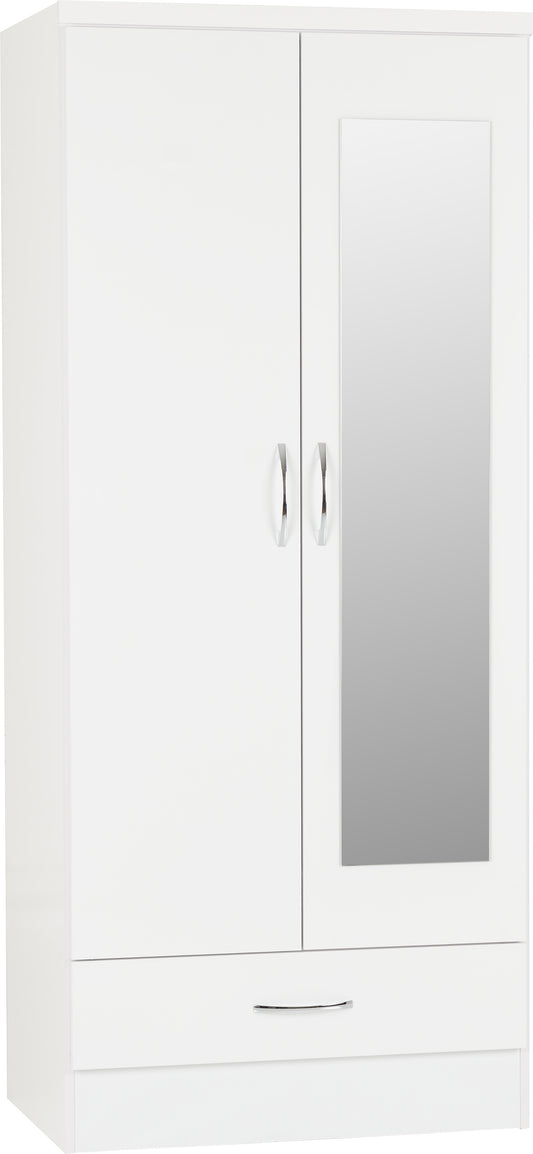 NVD Mirrored 2 Door 1 Drawer Wardrobe