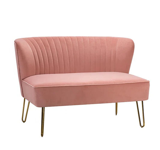 Naomi 2 Seat Pink Velvet Loveseat