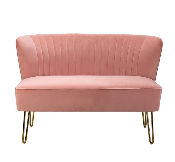 Naomi 2 Seat Pink Velvet Loveseat