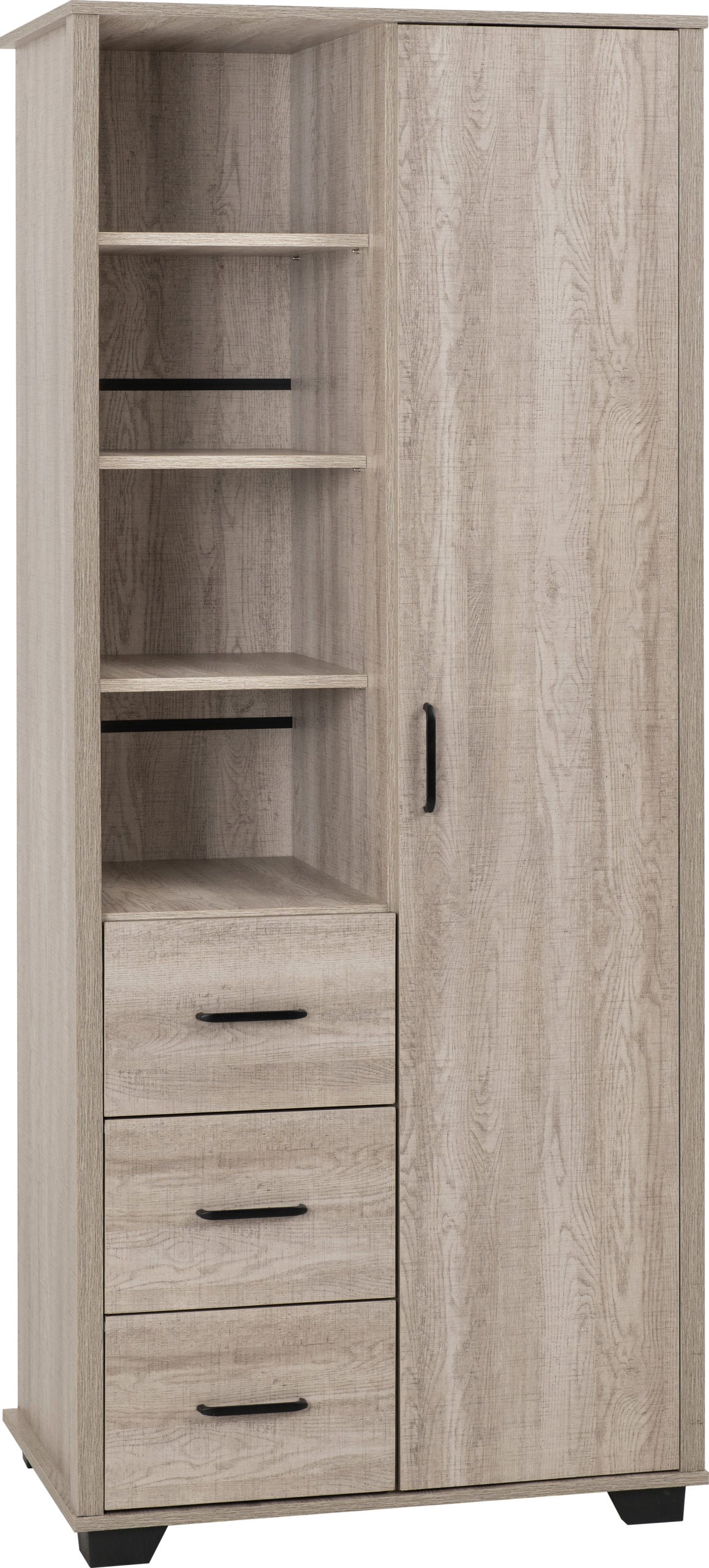OLI 1 Door 3 Drawer Open Shelf Wardrobe