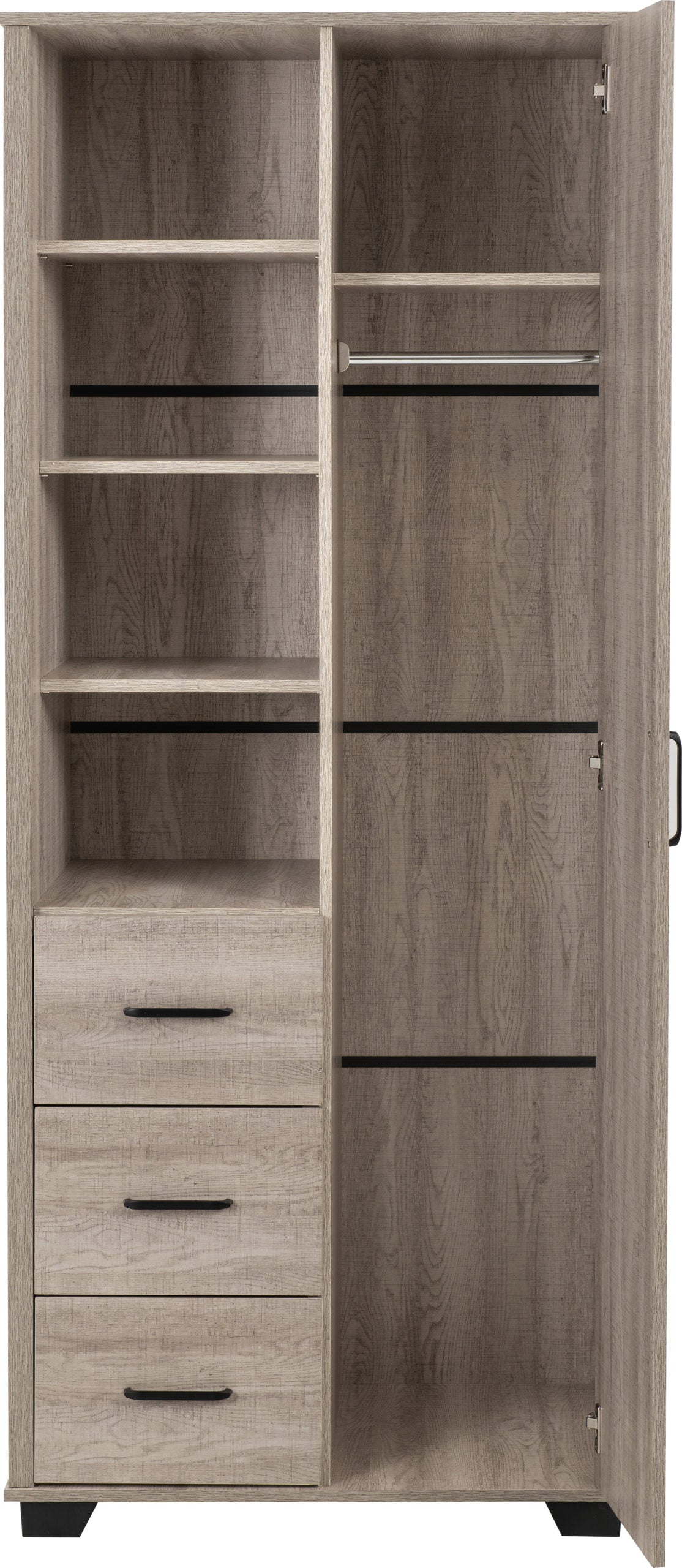 OLI 1 Door 3 Drawer Open Shelf Wardrobe