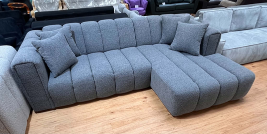 Ohana 3 Seat Grey Boucle Right Chaise Corner Sofa