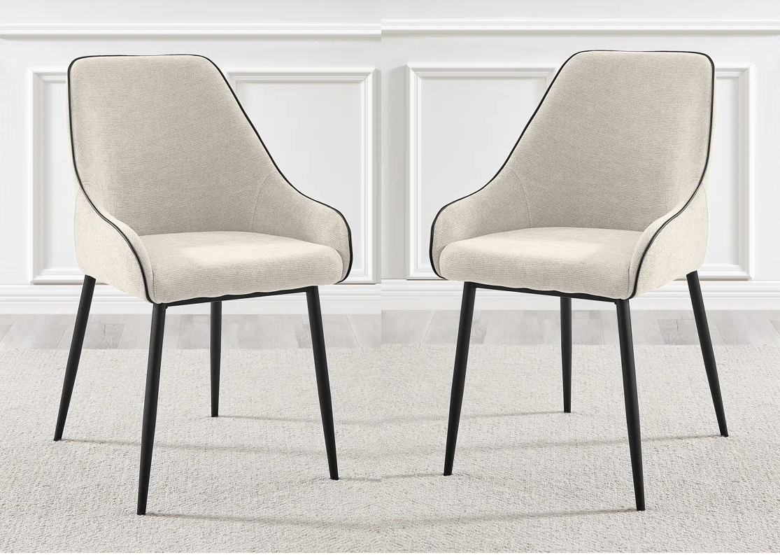 Opera Pair of Beige Upholstered Dining Chairs