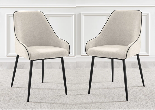 Opera Pair of Beige Upholstered Dining Chairs