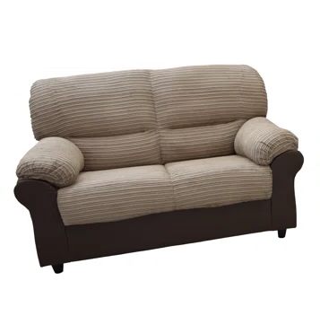 Appleby 2 Seat Beige Cord & Brown Faux Leather Sofa